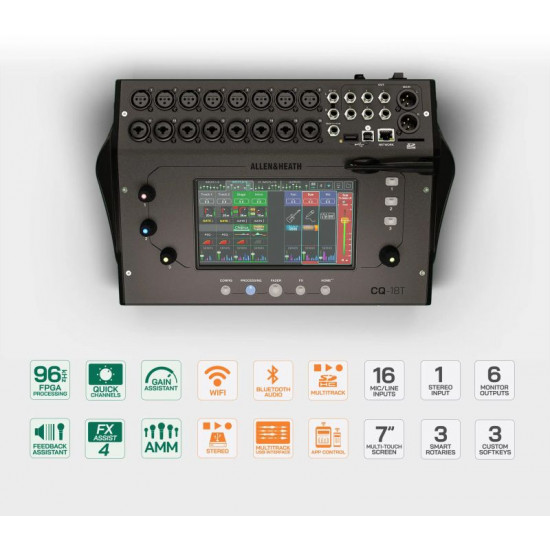 Ултракомпактен цифров миксер с Wi-Fi Allen & Heath CQ-18T