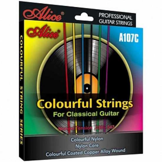 Струни  за класическа китара цветни. A107C Classical Guitar Strings, Normal, Alice