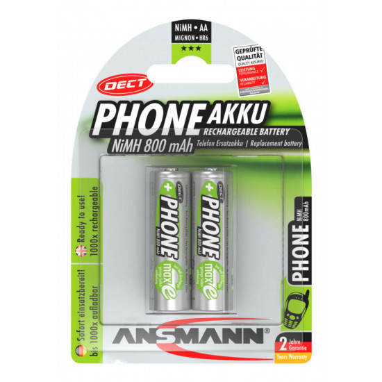 ANSMANN  2бр.  NiMH Rechargeable battery AA / HR6 800 mAh maxE