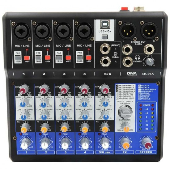 DNA MC06X analog mixer audio interface USB 6 channels