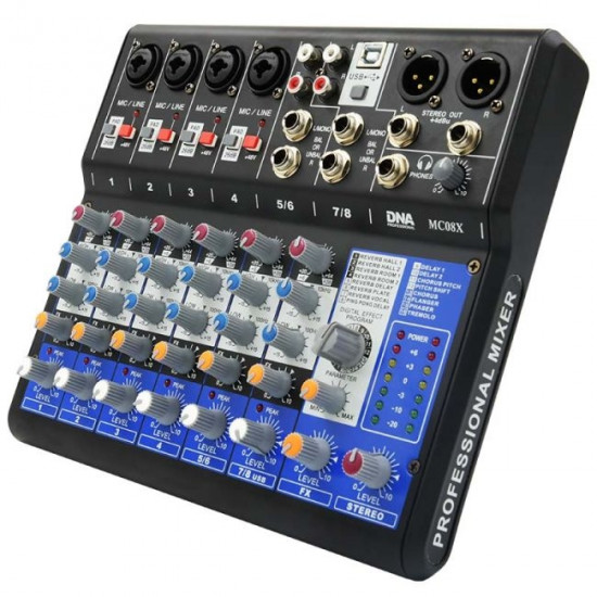 DNA MC08X analog mixer audio interface USB 8 channels